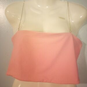 Garage nylon and spandex crop top with rhinestone straps